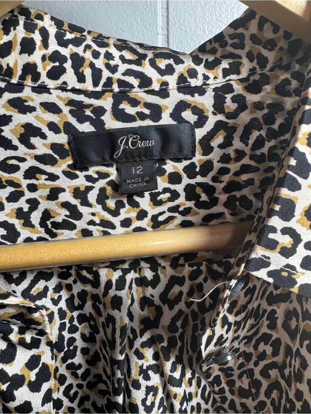 J.Crew Leopard Print Button-Down Shirt in Black, White, Gold